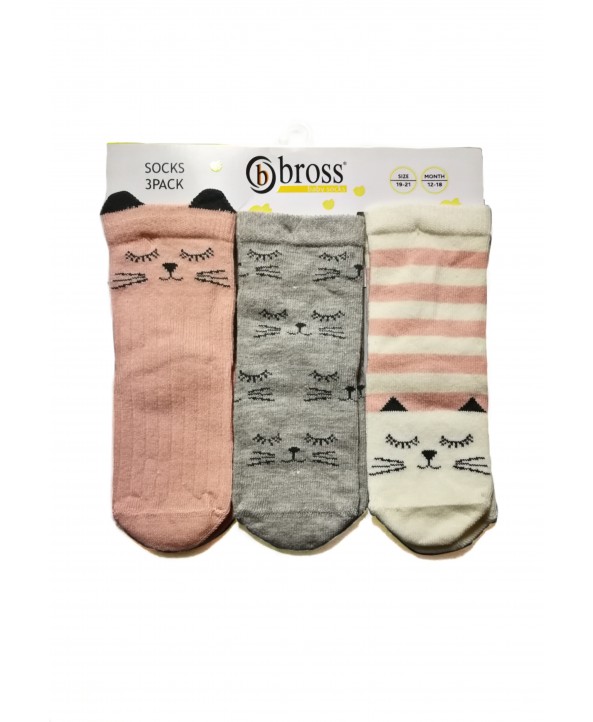 Бебешки чорапи с котета 12/18 мес. 3 чифта 